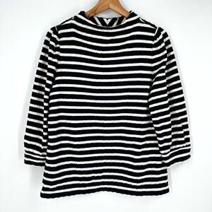 Talbots Medium Lightweight Knit Tops Blue White Stripe Cableknit‎  Puff Sleeve